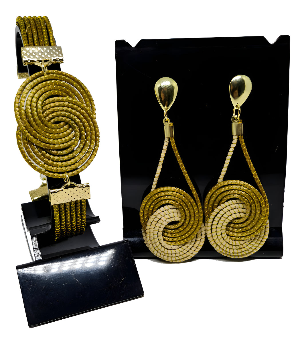 Conjunto Brinco + Pulseira Infinito Capim Dourado Artesanal - BuyBrazil