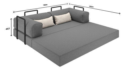 Foam Sofa Bed in Box 2 Seats Boucle Retractable Modular - BuyBrazil