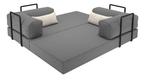 Foam Sofa Bed in Box 2 Seats Boucle Retractable Modular - BuyBrazil