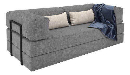 Foam Sofa Bed in Box 2 Seats Boucle Retractable Modular - BuyBrazil