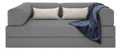 Foam Sofa Bed in Box 2 Seats Boucle Retractable Modular - BuyBrazil