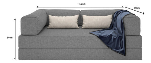 Foam Sofa Bed in Box 2 Seats Boucle Retractable Modular - BuyBrazil