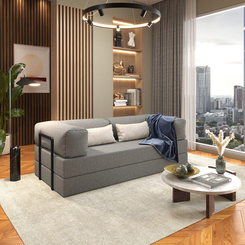 Foam Sofa Bed in Box 2 Seats Boucle Retractable Modular - BuyBrazil