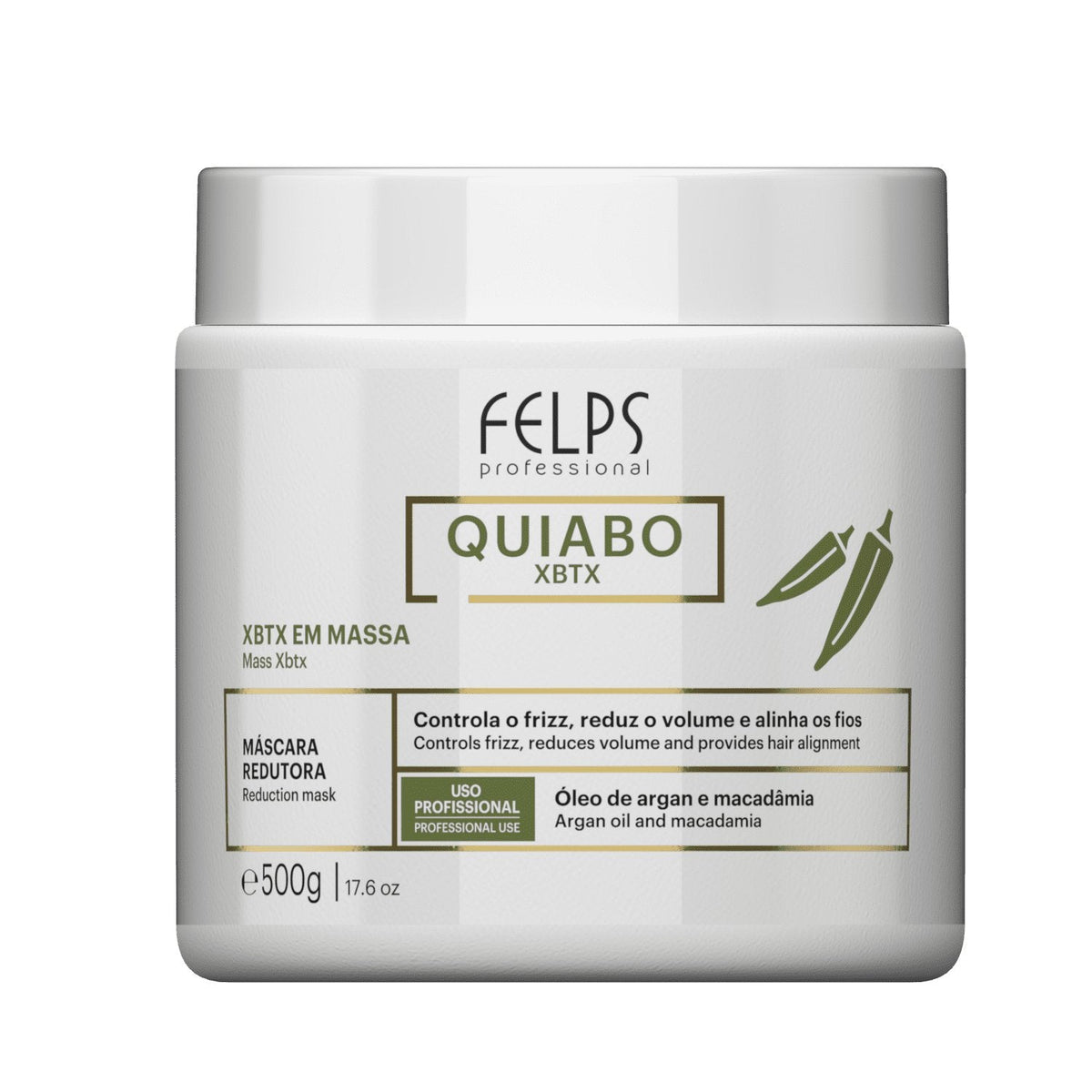FELPS Okra XBTX Mass Reducing Hair Mask in 1kg jar, creamy hair treatment for reducing hair volume and promoting smoothness