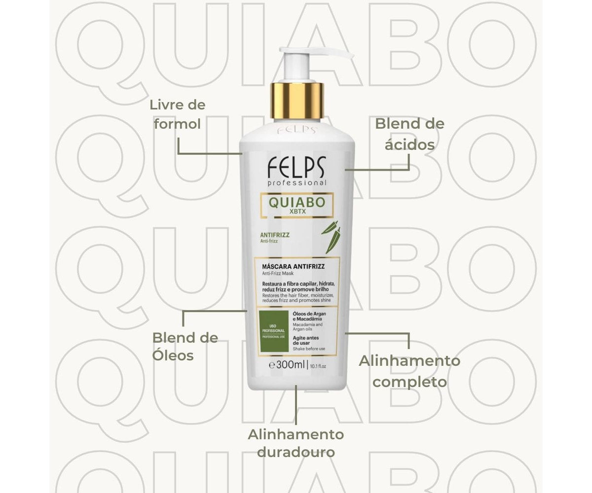 Felps Okra XBTX Anti Frizz Mask Hair Alignment 300ml/10.14 fl.oz. - BuyBrazil