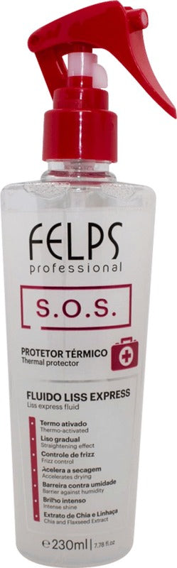 Felps Professional SOS Liss Express - Thermal Protective Fluid 230ml/7.78 fl.oz - BuyBrazil