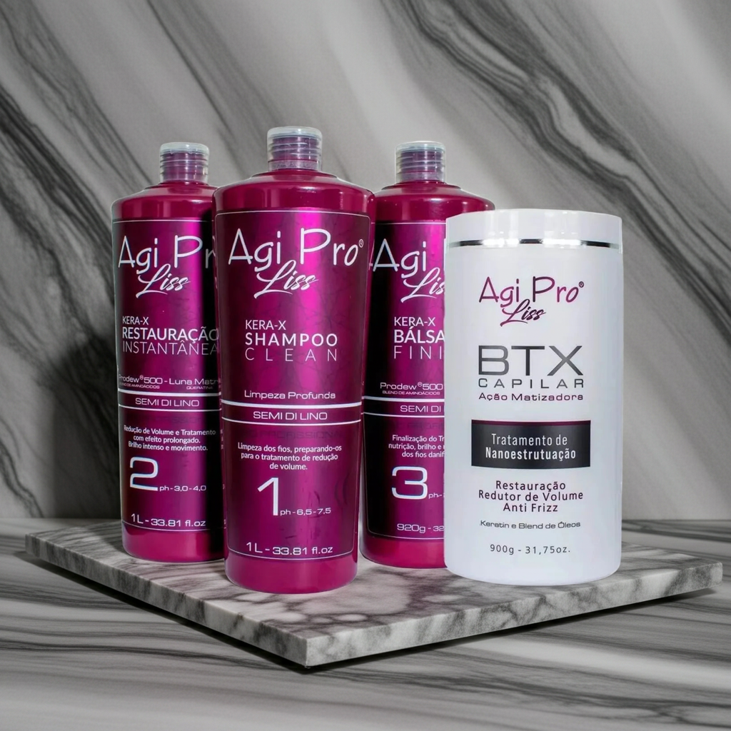Agi Pro Liss Kera-X Semi Di Lino Prodew 500 3X1000ml/33.8 fl.oz. + Mask BTX Capilar 1Kg