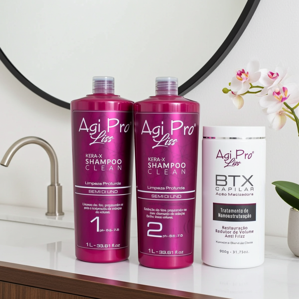 Agi Pro Liss Kera-X Semi Di Lino Prodew 500 3X1000ml/33.8 fl.oz. + Mask BTX Capilar 1Kg