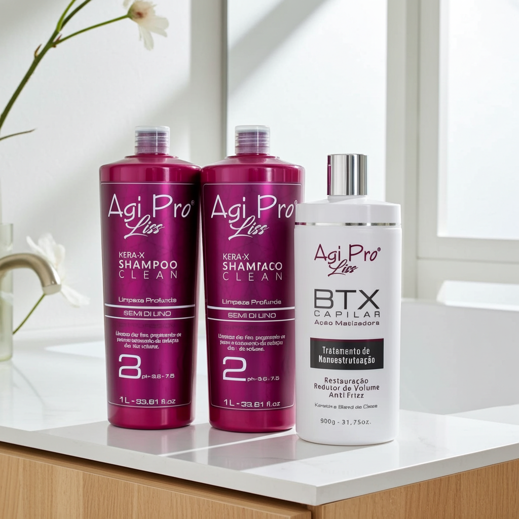 Agi Pro Liss Kera-X Semi Di Lino Prodew 500 3X1000ml/33.8 fl.oz. + Mask BTX Capilar 1Kg