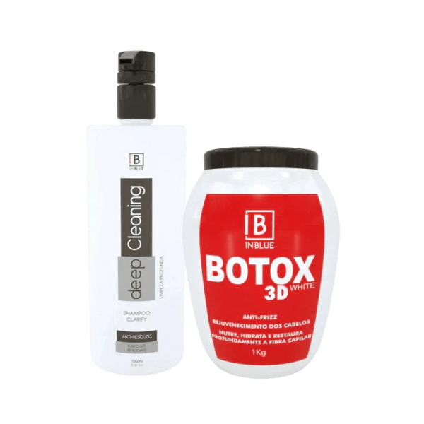 Inblue Professional - Inblue E Btox 3d White Antifrizz Deep Clean Shampoo Kit - BuyBrazil