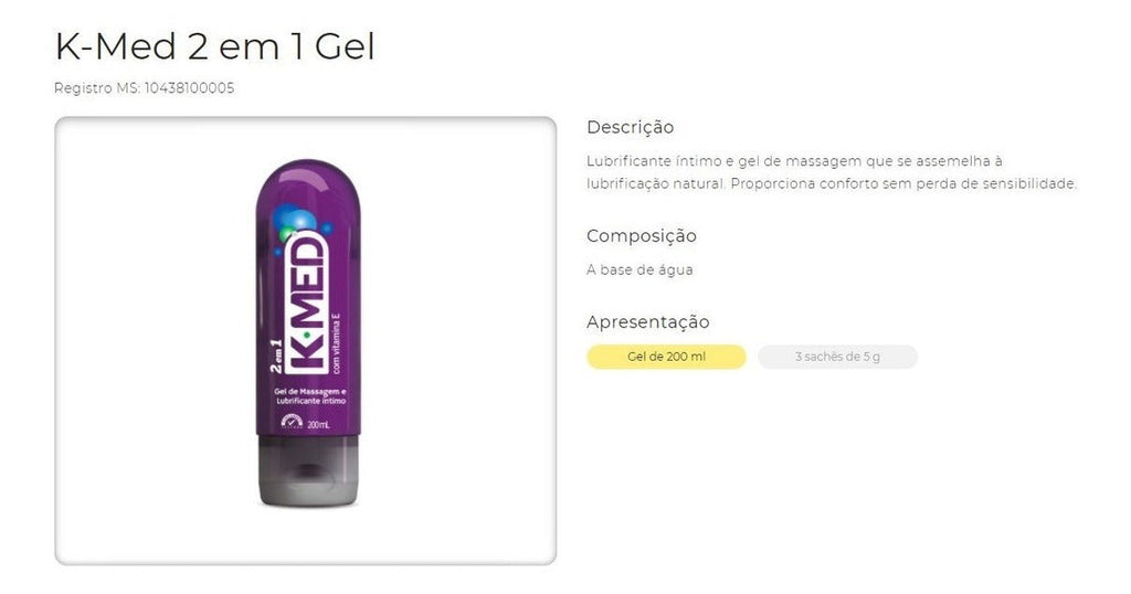K-Med 2-in-1 Intimate Lubricant Gel - 203g Bottle - BuyBrazil