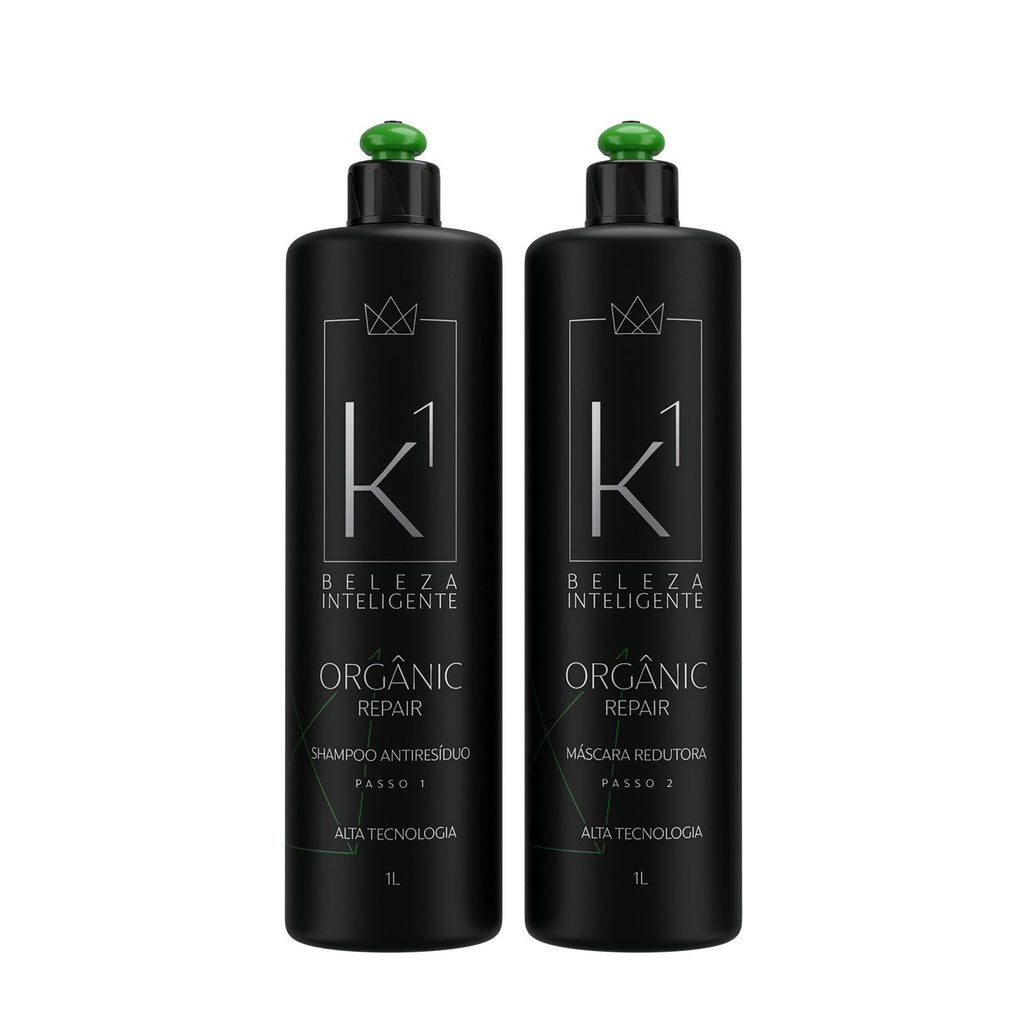 K1 Cosmetics kit Organic Repair Progressive Brush Without Formaldehyde Anti-residue Shampoo and Volume Reducer 2x1000ml/33.8 fl.oz - BuyBrazil