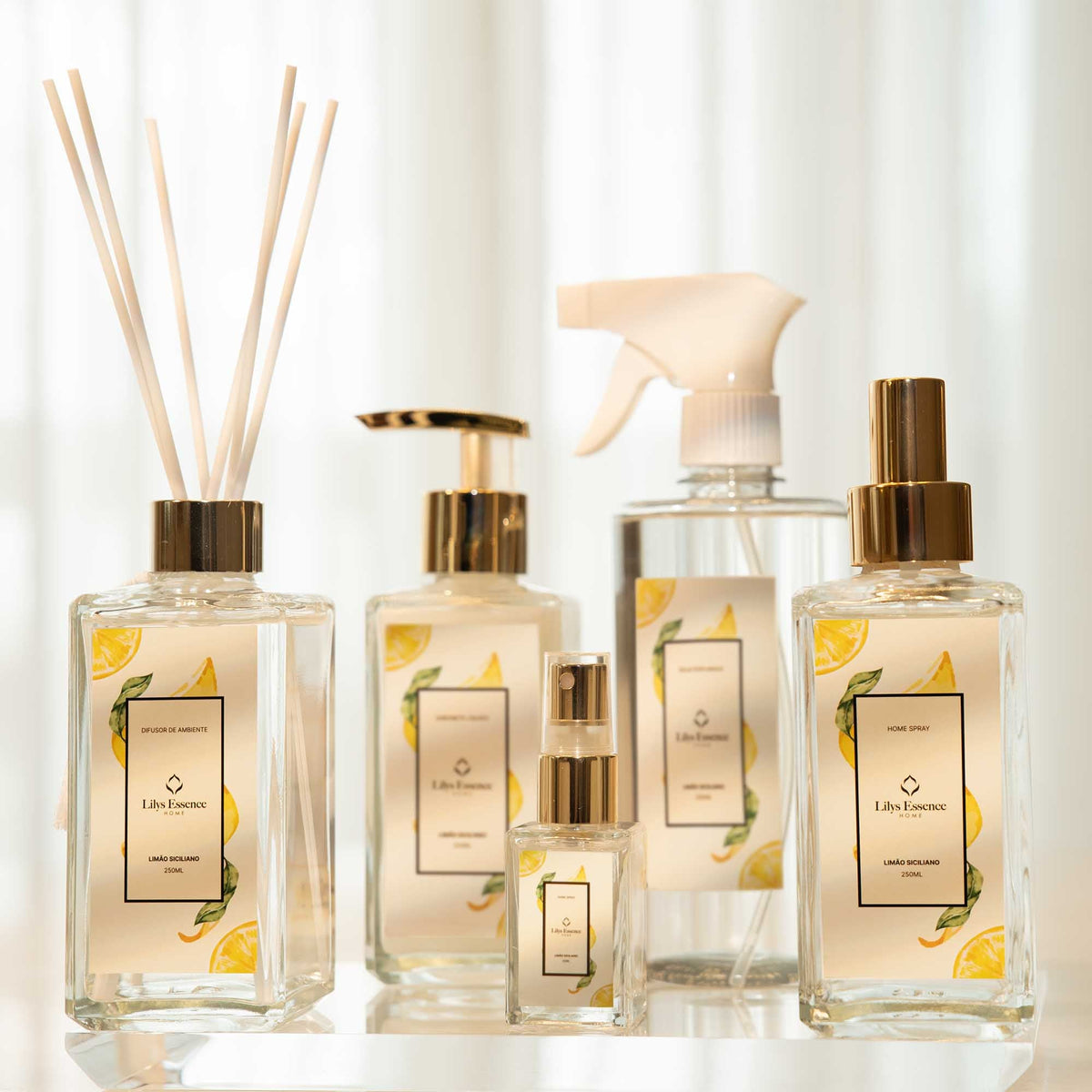 Lilys Essence Premium Kit Sicilian Lemon Diffuser | Home Spray | Soap | Scented Water | Mini Home Spray - BuyBrazil