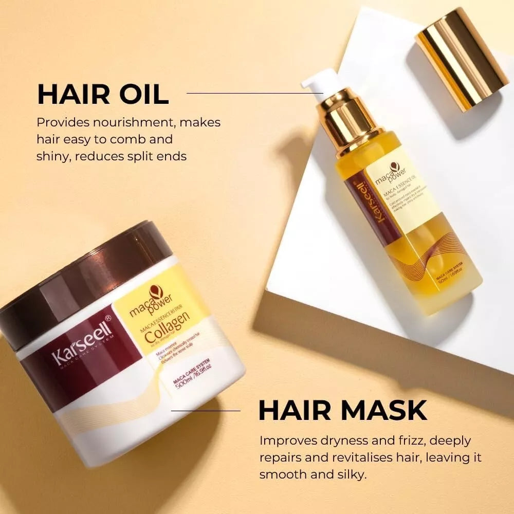Karseell Collagen Maca Essence Repair Set Collagen Hair Mask 500ml/Maca Oil 50ml