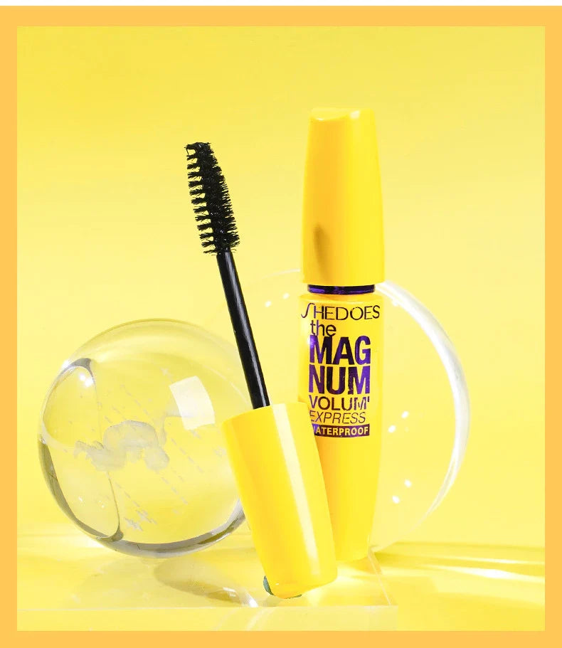 Rímel À Prova D'água De Longa Volume E Curvatura De Vison Cílios Postiços-Amarelo Natural Duradouro Não Desbotado