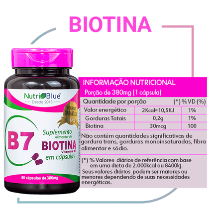 Nutriblue Biotin Supplement 60 Capsules of 380mg