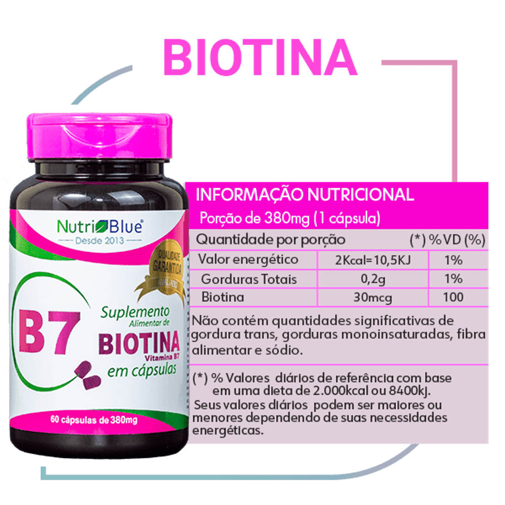 Nutriblue Biotin Supplement 60 Capsules of 380mg