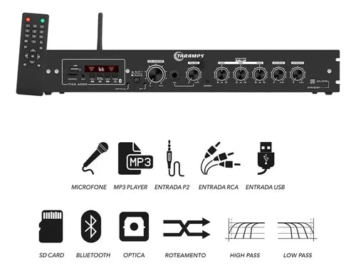Taramps THS 6000 Amplifier Home Receiver Multi Channel 400 Watts RMS 2 ohms - BuyBrazil